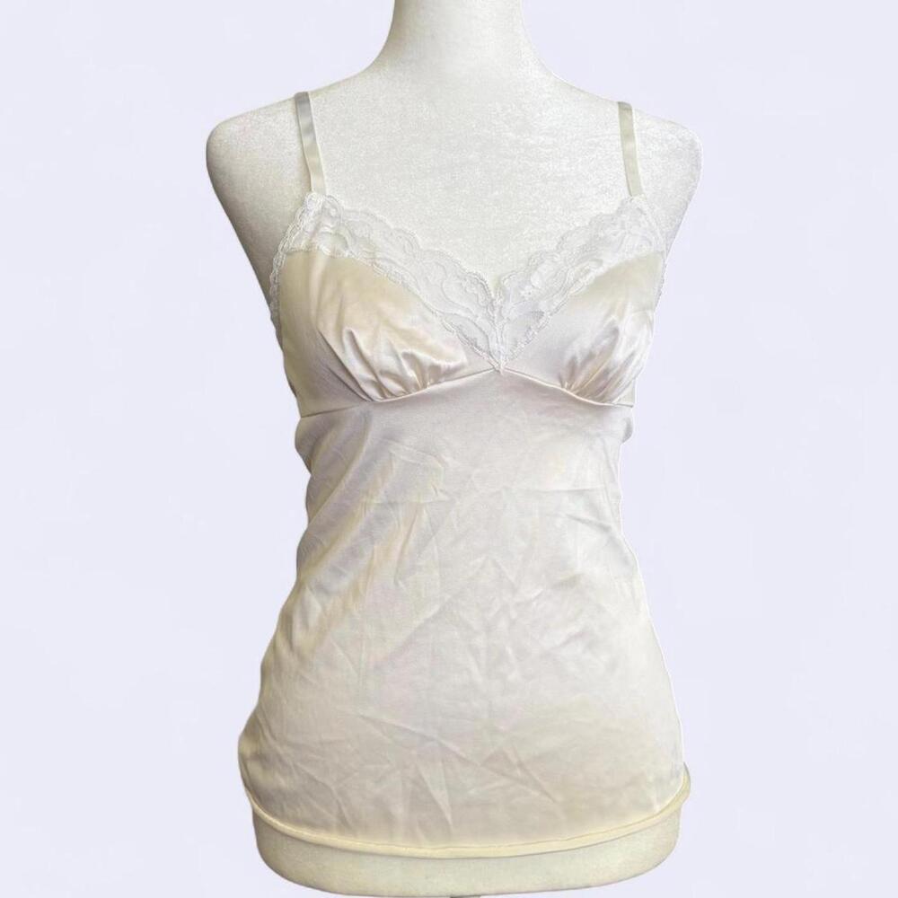 Vintage Vanity Fair Women Sz 30 Lace Lounge Spaghetti Strap Cream Satin Dainty‎